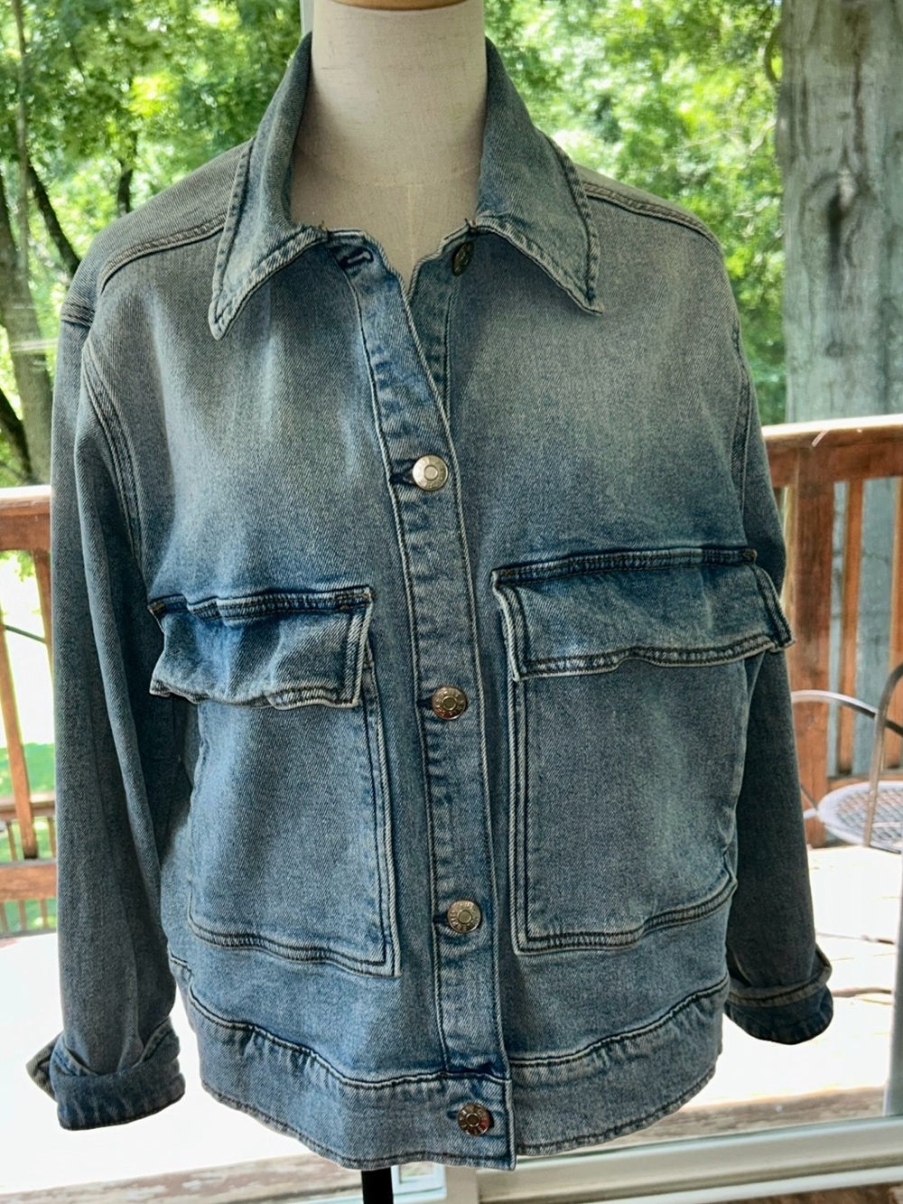 Celebrity Pink Light Blue Denim Jacket Size Small 99% Cotton